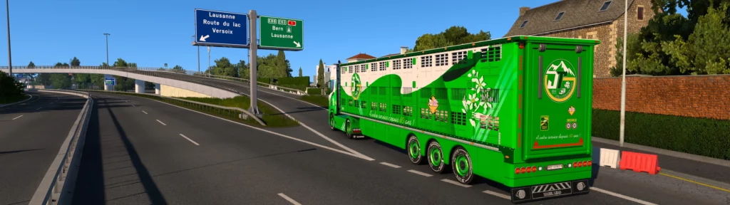 Scania R Jim Transport bétaillère surbaissée vue arrière Euro Truck Simulator 2