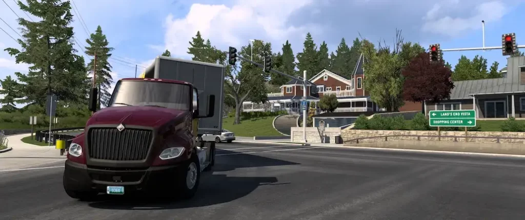 American Truck Simulator camion International sur route Californie
