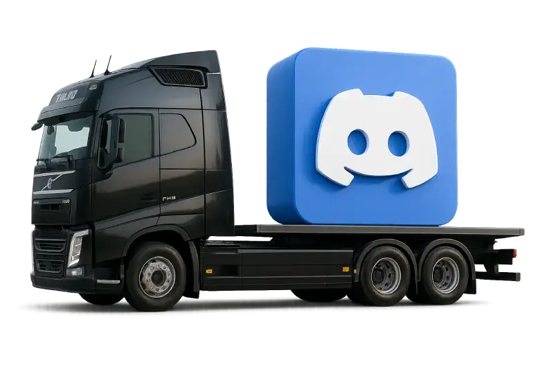 Camion Volvo FH16 transportant le logo Discord en 3D