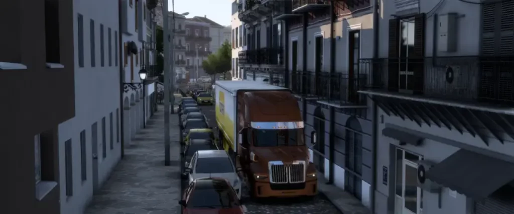 Camion rue etroite centre ville american truck simulator