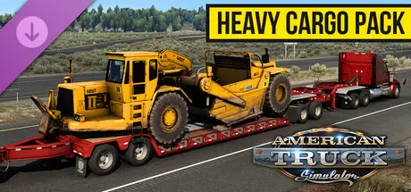DLC Heavy Cargo Pack pour American Truck Simulator avec engins de chantier lourds sur remorque surbaissée lowboy